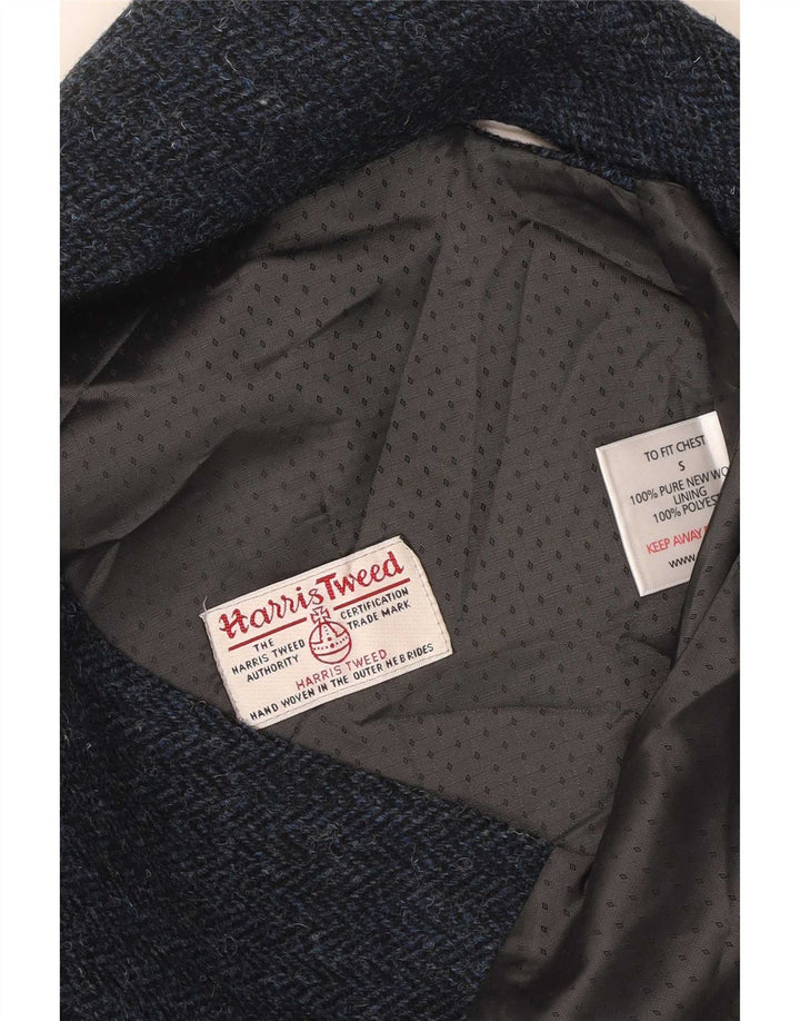 Harris Tweed Gilet Homme Petit Bleu à Chevrons Laine Vierge