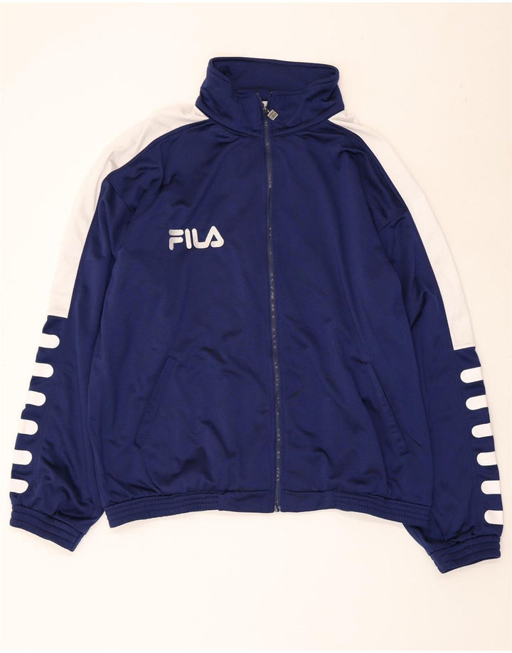 FILA Veste de survêtement graphique pour homme 2XL Bleu marine Colorblock Polyester