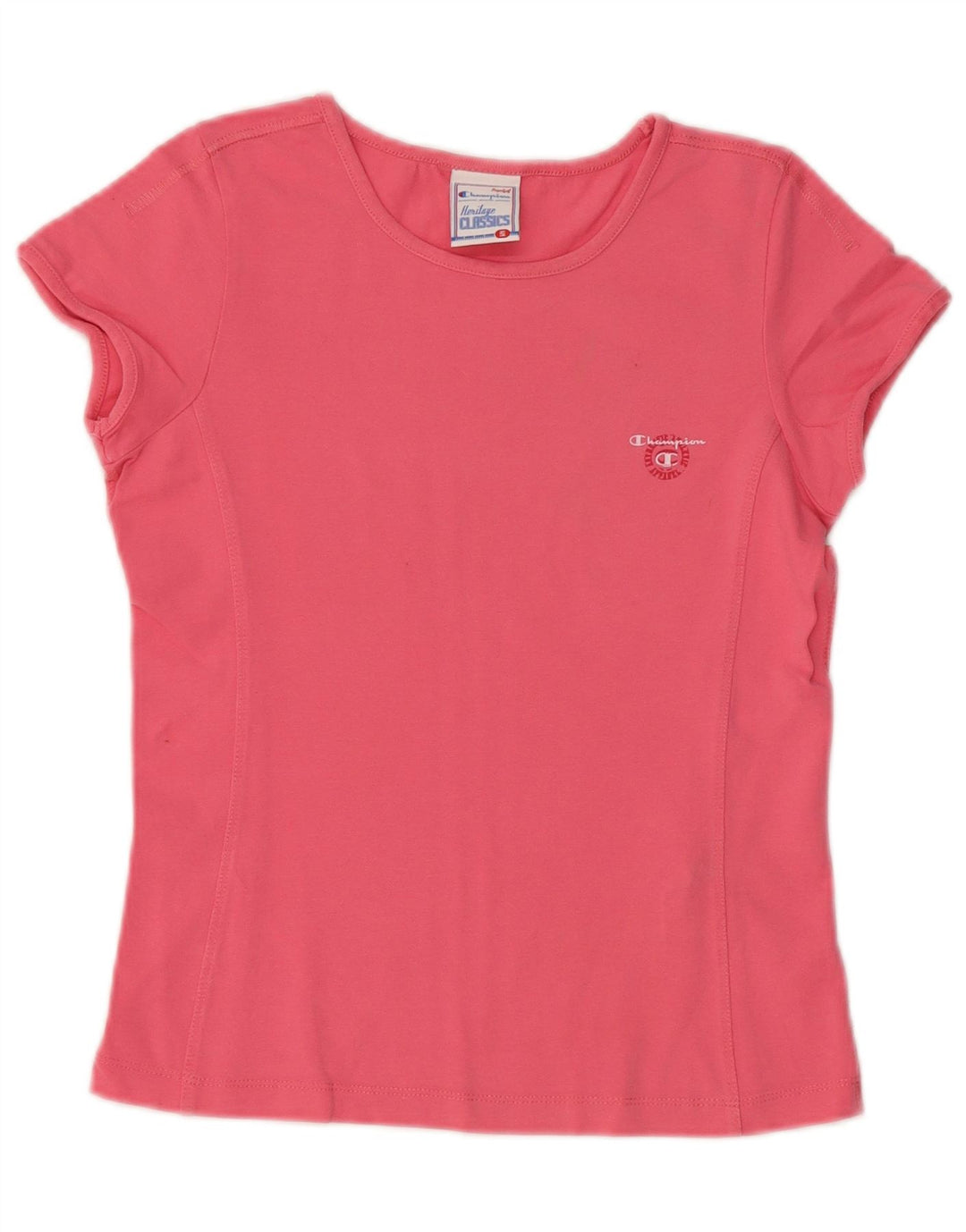 CHAMPION T-shirt court Heritage Classics pour femme UK 8 petit coton rose