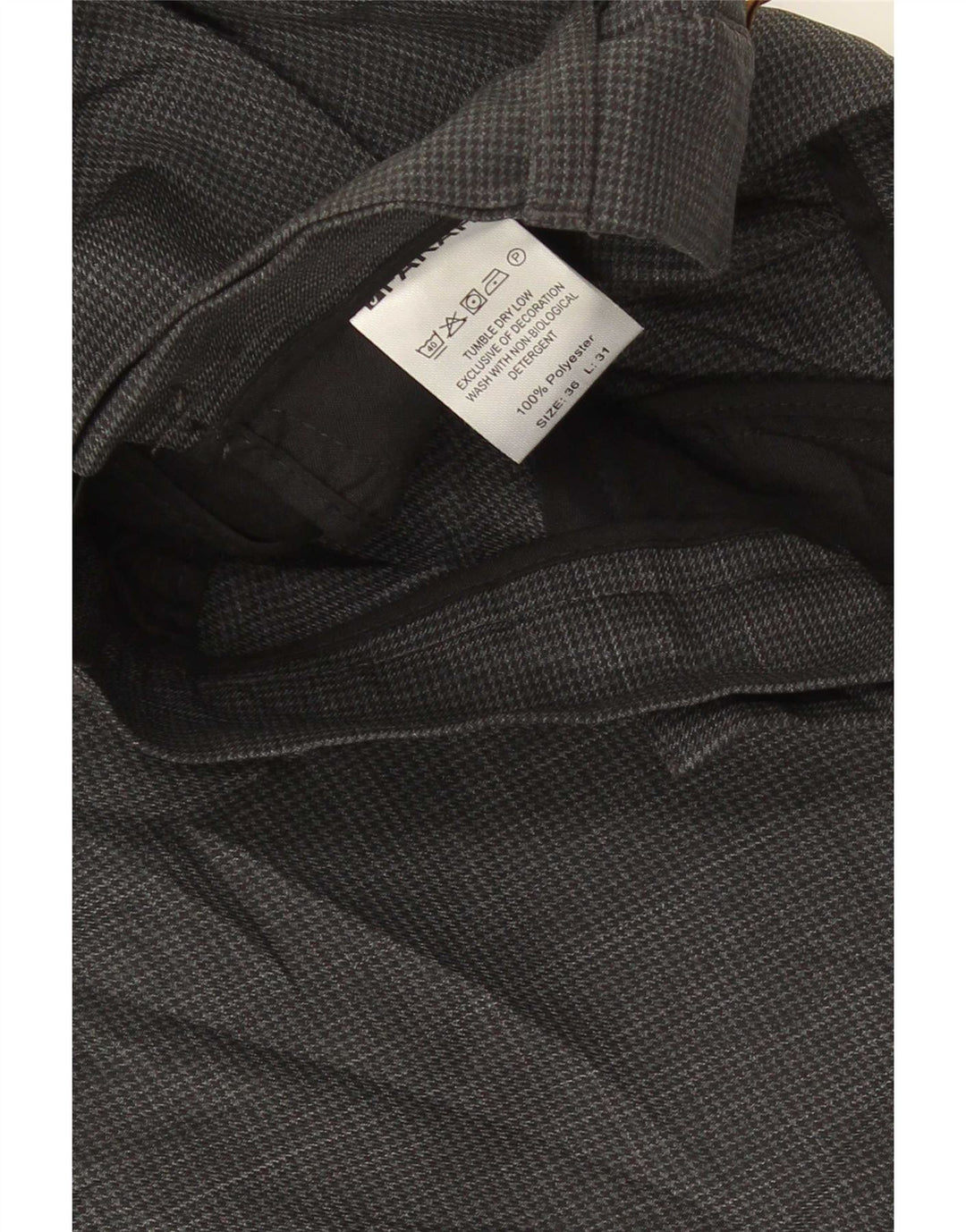 Farah Pantalon de Costume Droit Homme W36 L31 Gris Pied-de-Poule Polyester