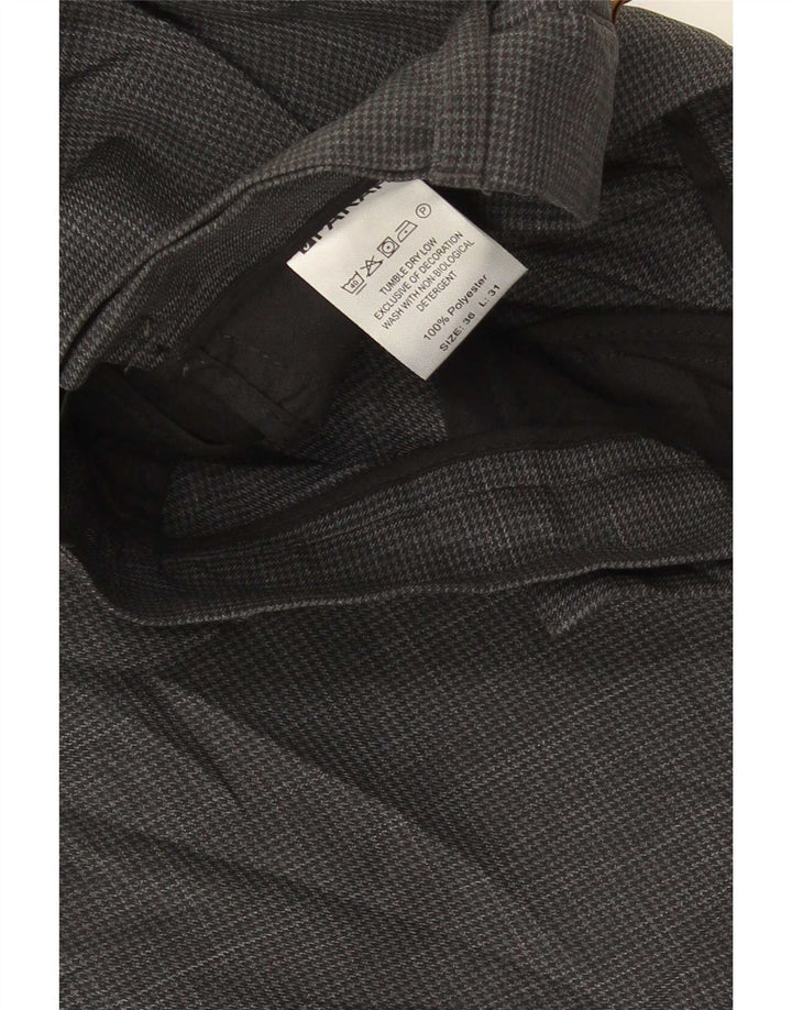 Farah Pantalon de Costume Droit Homme W36 L31 Gris Pied-de-Poule Polyester