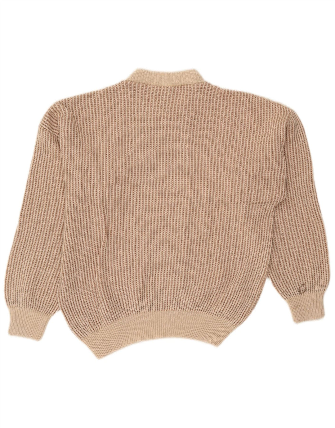 Oscar Forghieri Pull Col Rond Homme Laine Rayée Beige Moyen