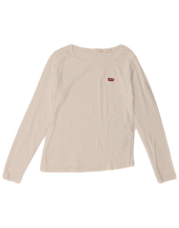 LEVI'S Haut court à manches longues pour femme UK 10 Petit coton blanc
