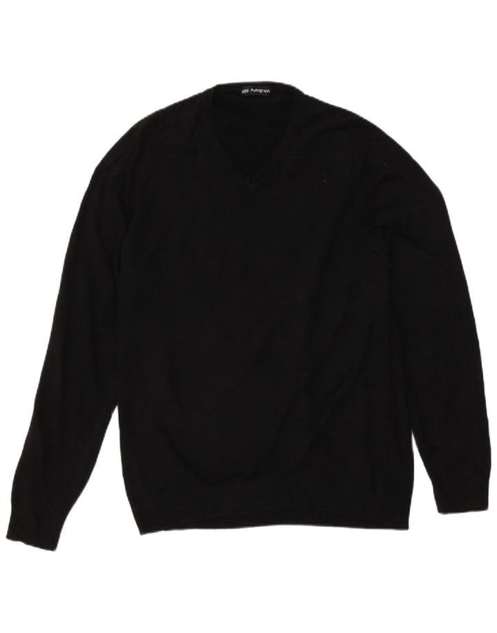 Marks & Spencer Pull V-Neck Autograph pour Homme Taille M Noir Acrylique