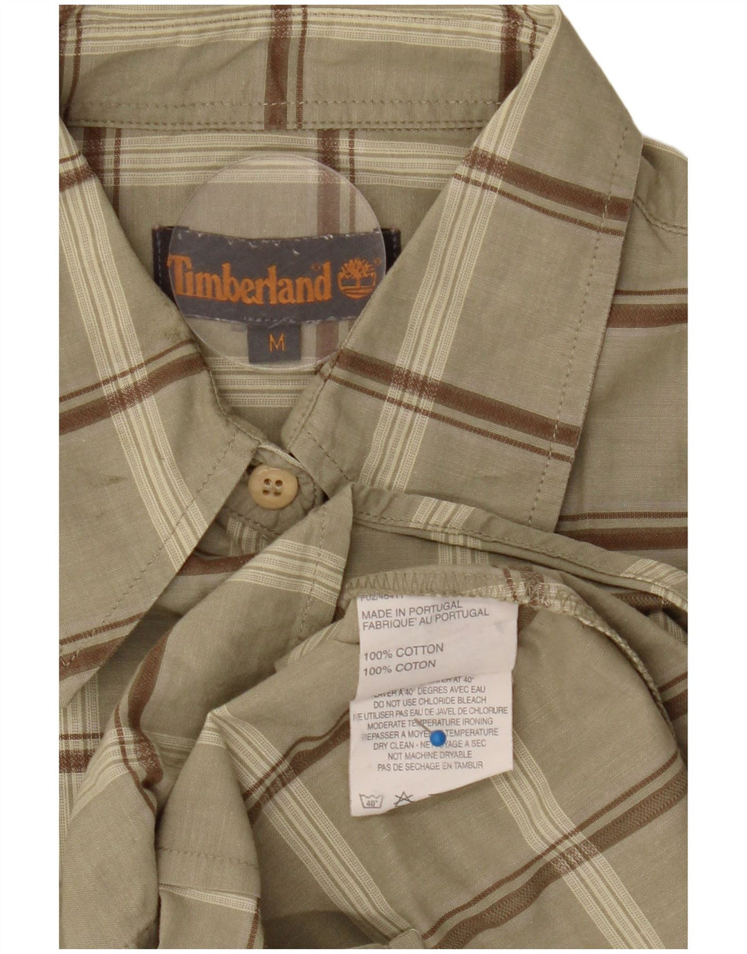 Timberland Chemise Femme UK 14 Coton à Carreaux Kaki Moyen