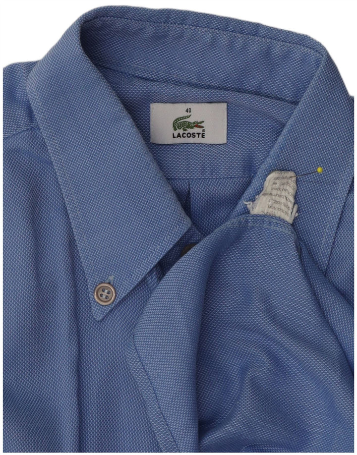 Lacoste Chemise à manches courtes pour hommes Taille 40 Coton bleu moyen