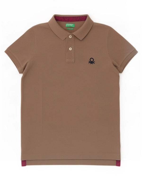 Benetton Polo Muscle Fit Homme Large Marron Coton