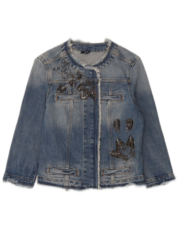 Liu Jo Veste en jean courte pour femme UK 8 Small Bleu Coton