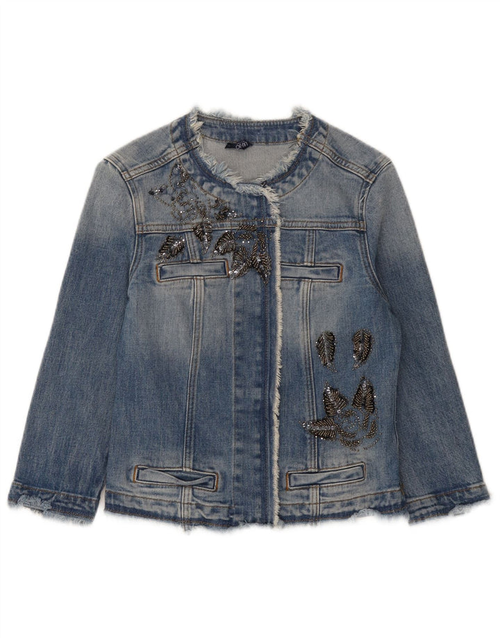 Liu Jo Veste en jean courte pour femme UK 8 Small Bleu Coton