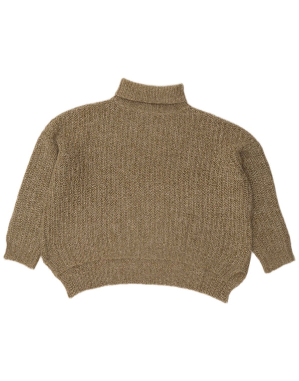 Zara Pull court surdimensionné à col roulé pour femme UK 14 Kaki moyen