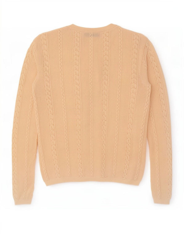Zara Pull à col boutonné pour femme UK 12 Beige moyen