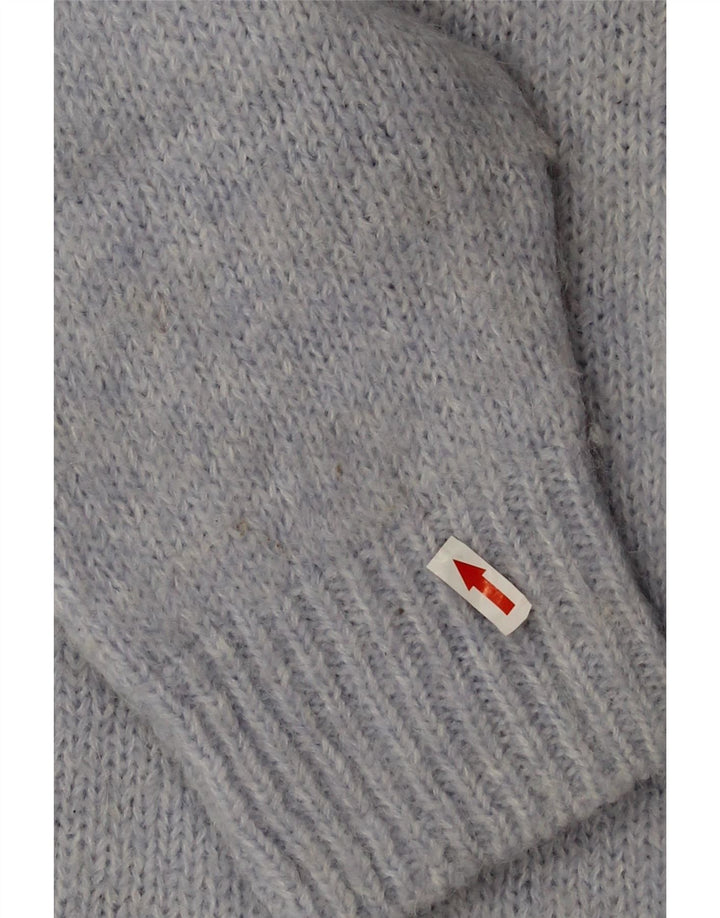 Zara Pull surdimensionné à col rond pour femme UK 18 XL Bleu Polyester