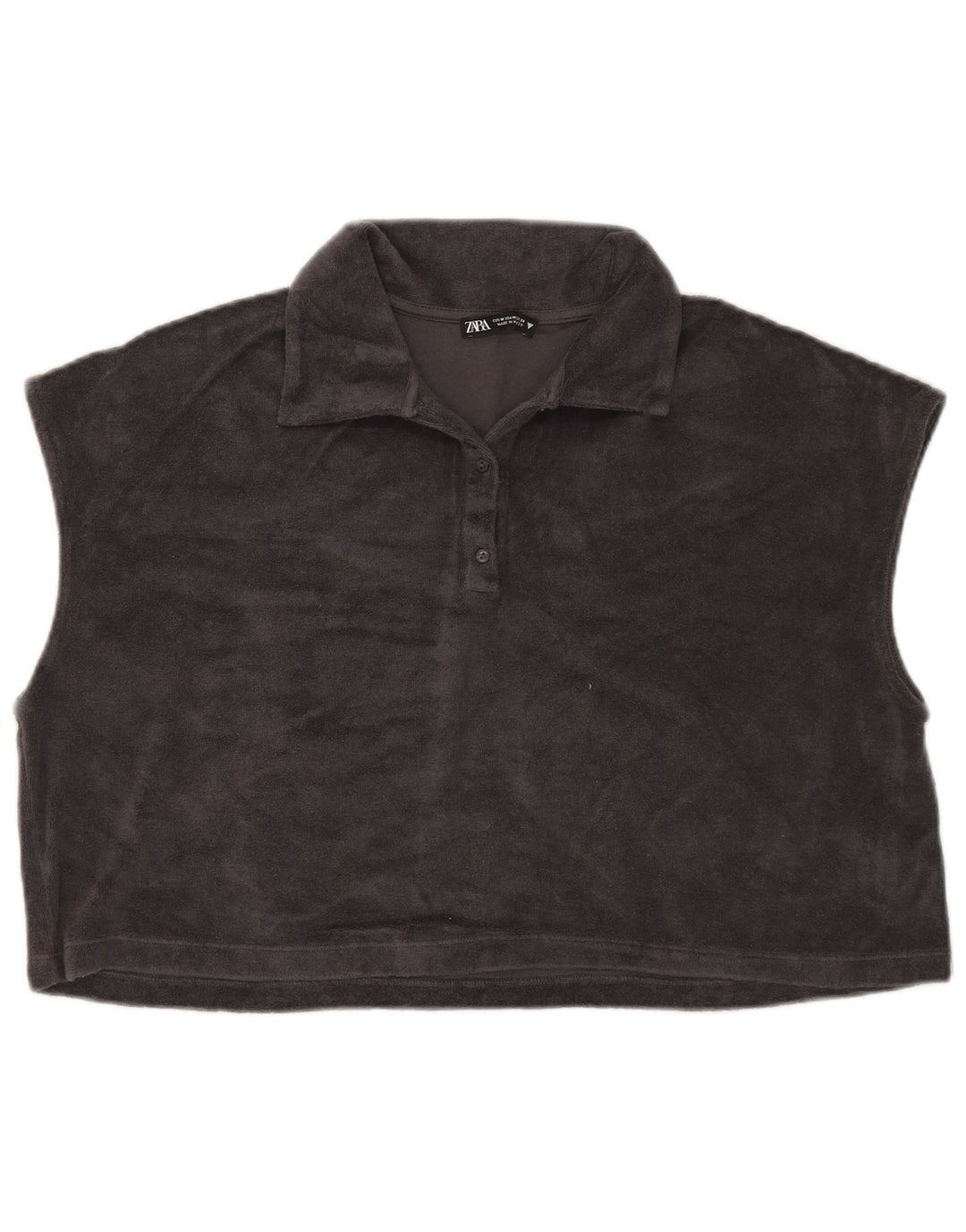 Zara Pull oversize en polaire à manches courtes pour femme Gris moyen UK 14