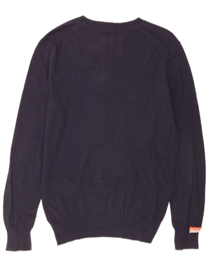 Superdry Pull Col V Homme Bleu Marine Moyen Coton