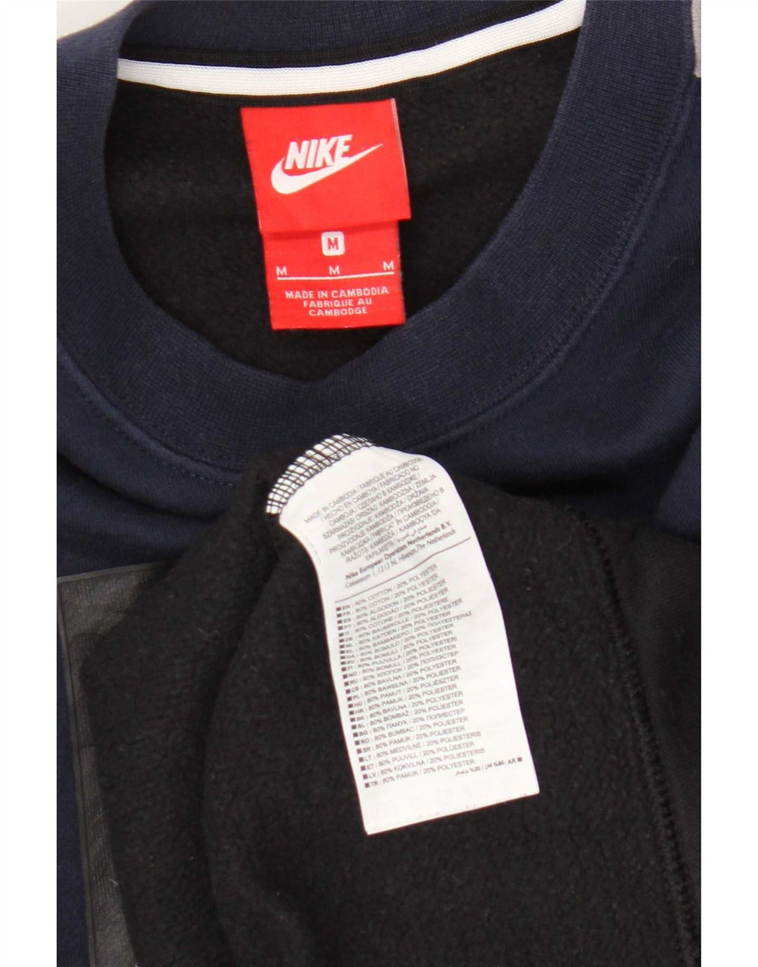Nike Sweat-shirt graphique en coton color block bleu marine moyen pour homme