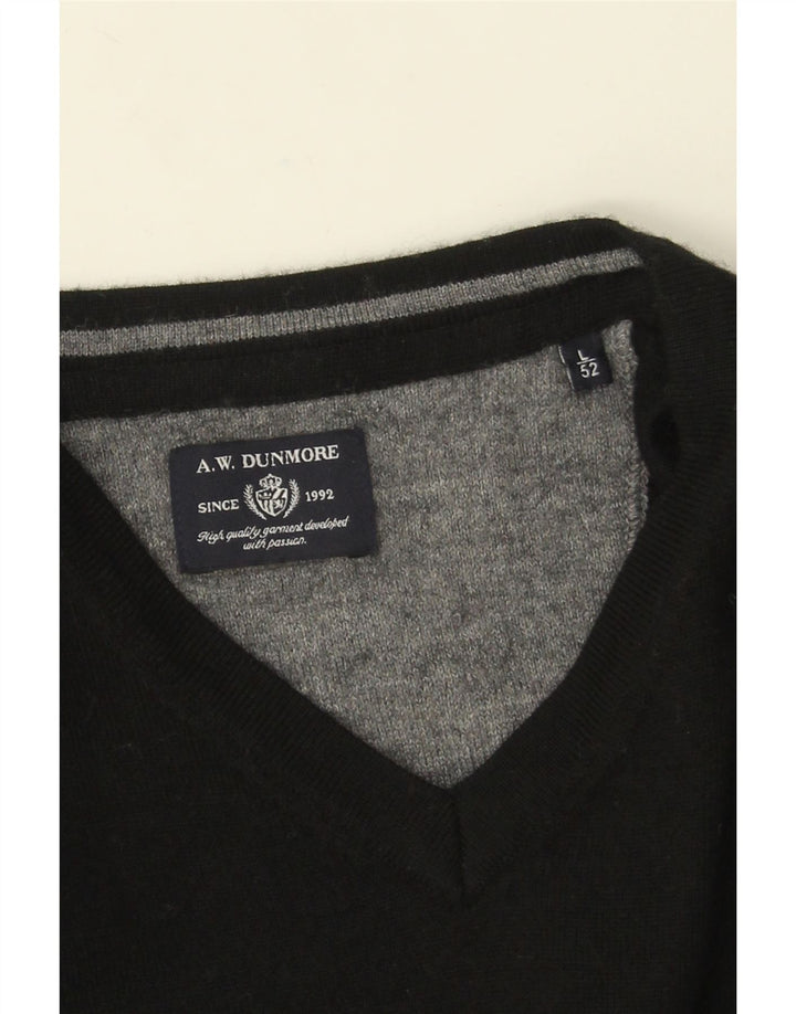 A.W.Dunmore Pull col V pour homme IT 52 Large laine noire