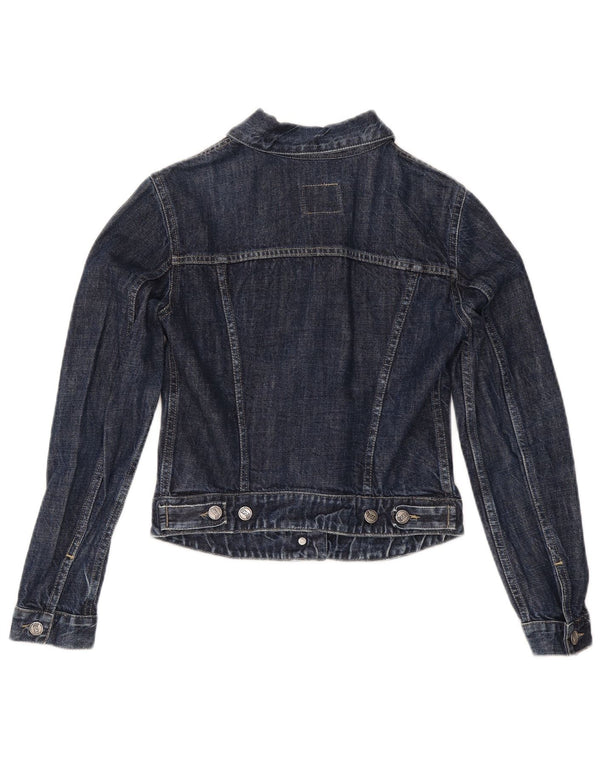 Gas Womens Crop Denim Veste UK 10 Petit Bleu Marine Coton