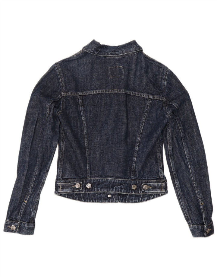 Gas Womens Crop Denim Veste UK 10 Petit Bleu Marine Coton