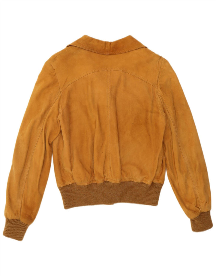 vintage Femme Daim Bomber Jacket IT 44 Moyen Brun Rétro