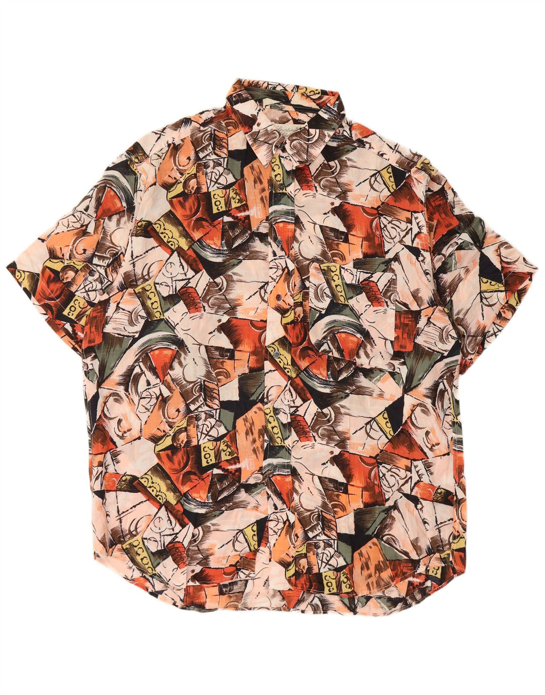 Chemise à manches courtes à motif abstrait pour hommes Vintage grande multicolore
