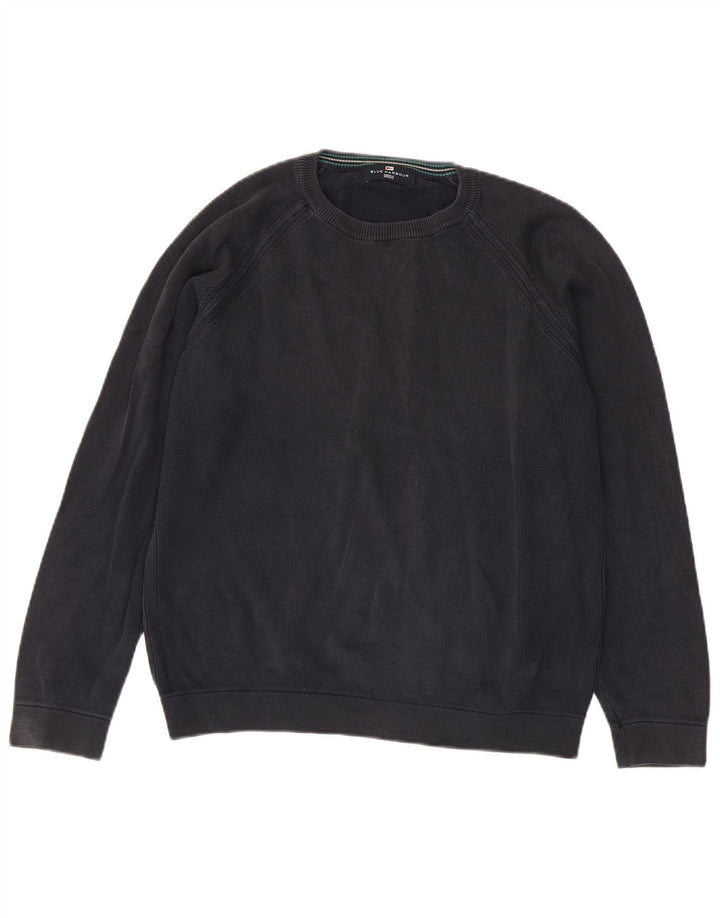 MARKS & SPENCER Sweat-shirt Blue Harbour pour hommes, petit coton bleu marine