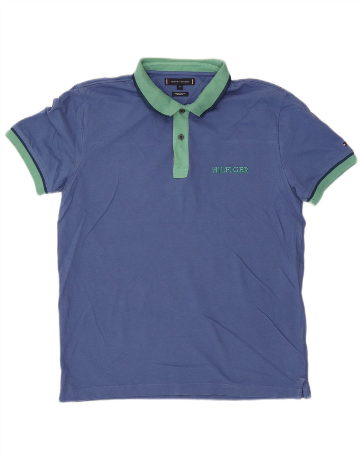 TOMMY HILFIGER Polo Regular Fit Homme Bleu Moyen Coton