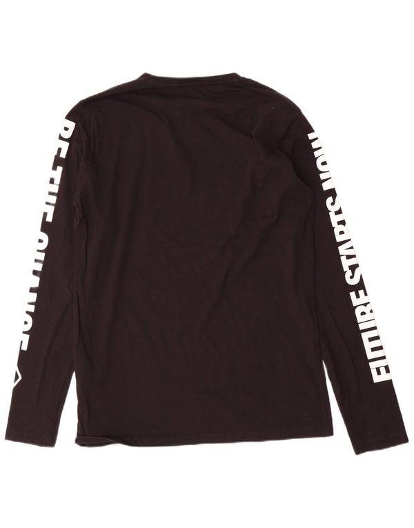 Replay T-shirt graphique à manches longues pour hommes, grand coton noir