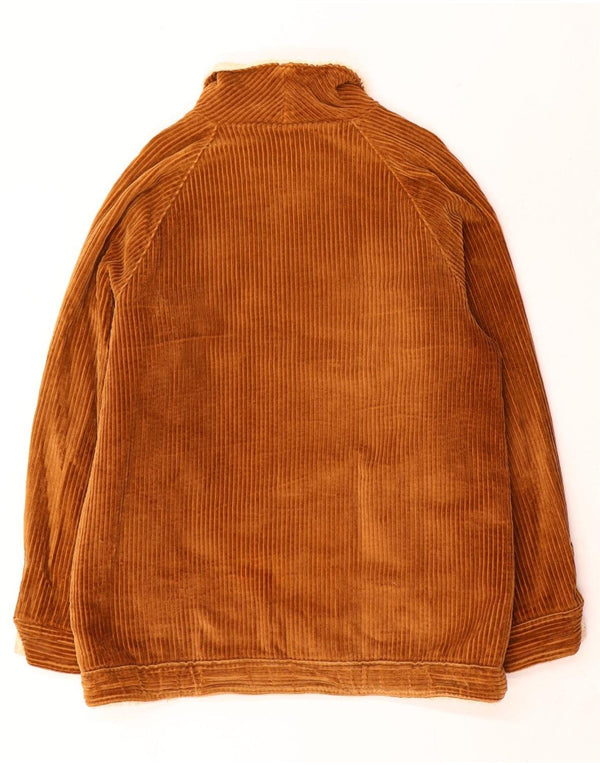 Vintage Mens Sherpa Corduroy Jacket UK 42 XL Brown Colourblock Cotton
