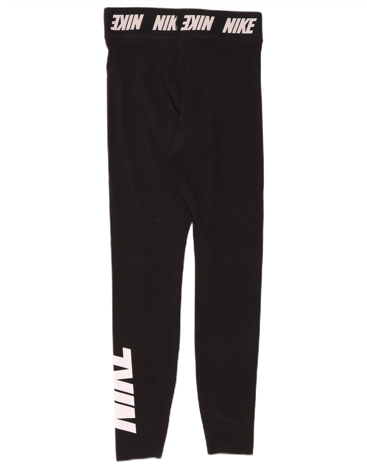NIKE Leggings graphiques pour femmes UK 8 petit coton noir