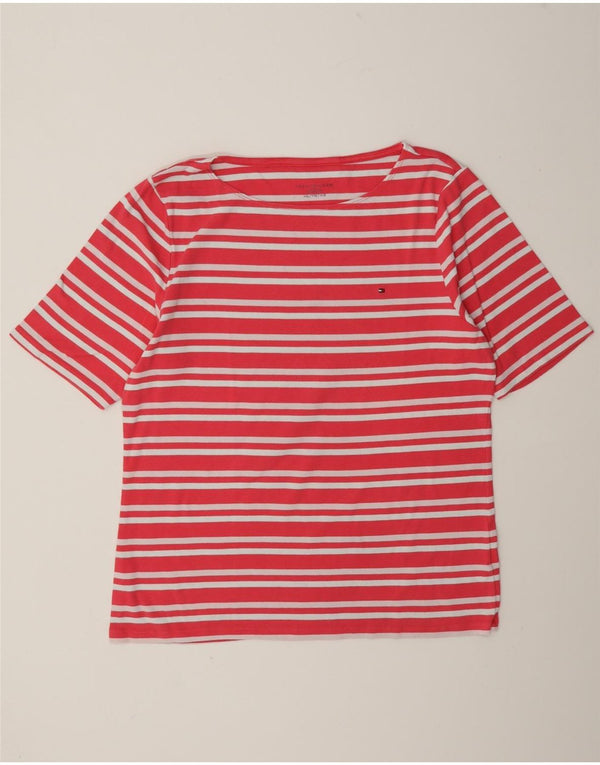 Tommy Hilfiger T-Shirt Femme Top UK 20 2XL Coton Rayé Rose