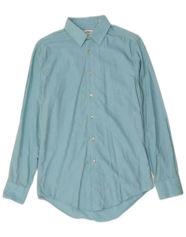 CALVIN KLEIN Chemise Slim Fit Homme Taille 14 1/2 Petit Bleu