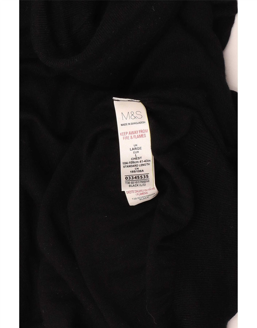 Marks & Spencer Pull col roulé pour homme en coton noir Taille L