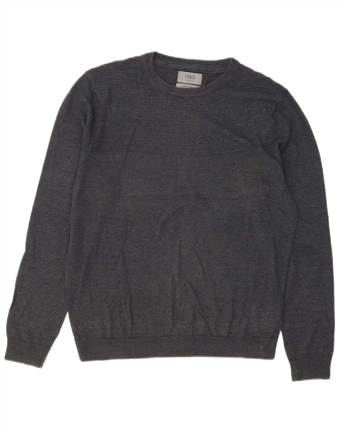 Marks & Spencer Pull Col Ras du Cou Homme Gris Moyen Coton