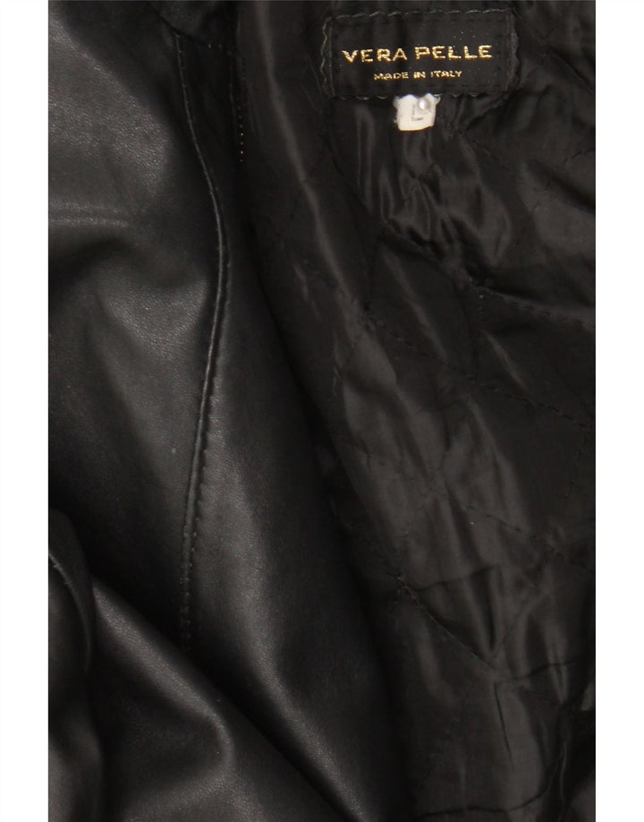 veste en cuir femme vintage UK 16 Grand cuir noir