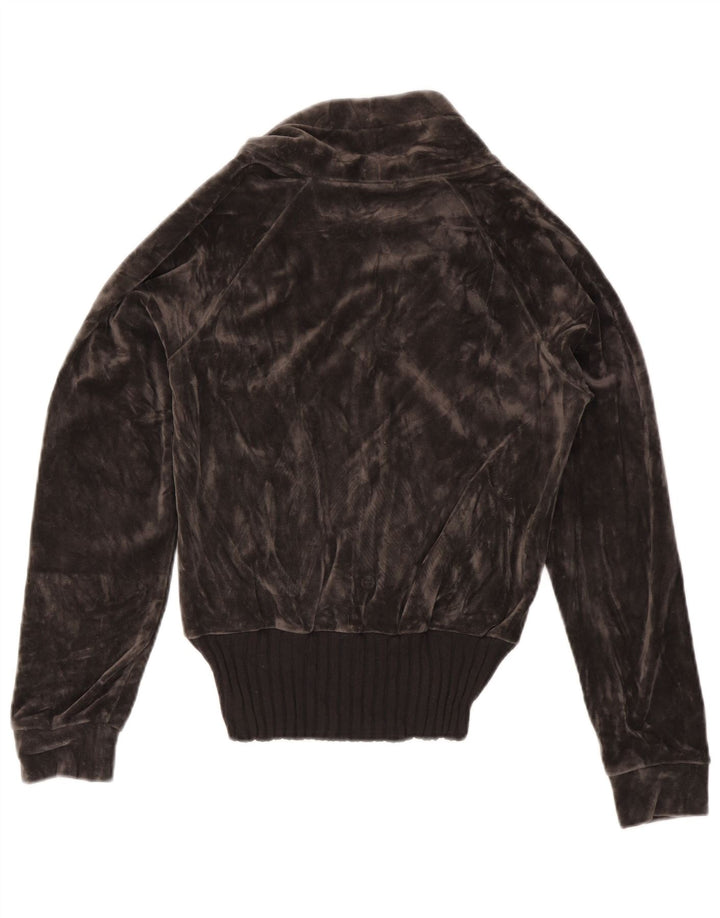 ADIDAS Veste de survêtement en velours pour femme UK 12 Gris moyen Coton