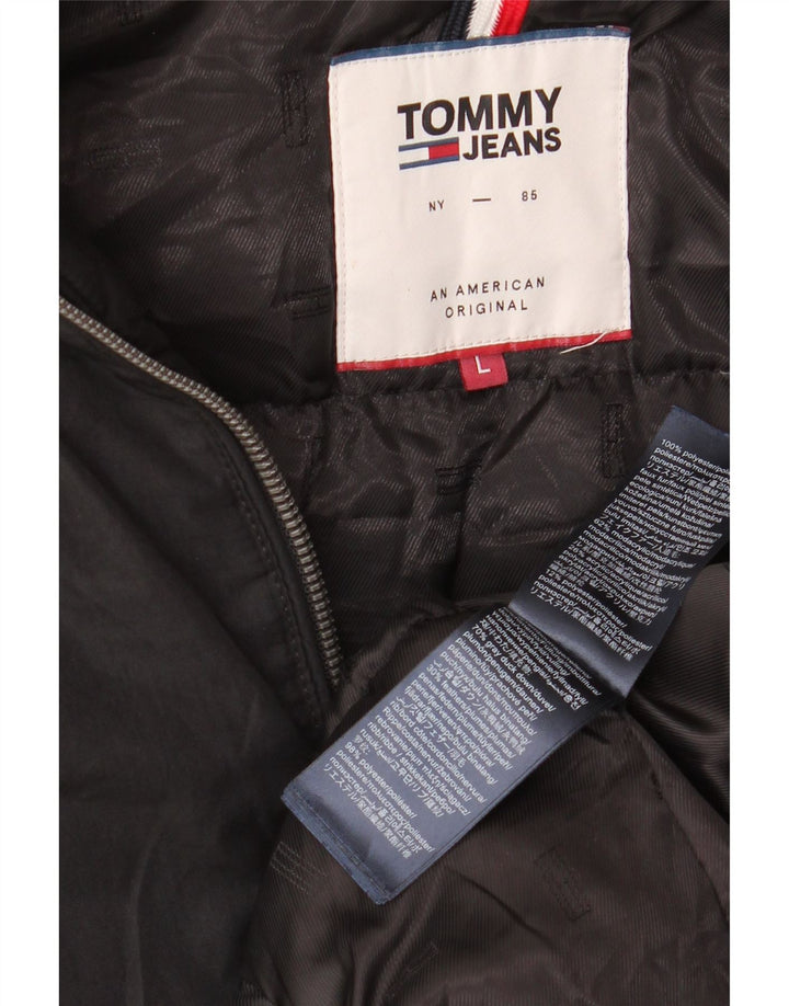 Tommy Hilfiger Veste matelassée à capuche pour femme UK 16 Large Noir Polyester