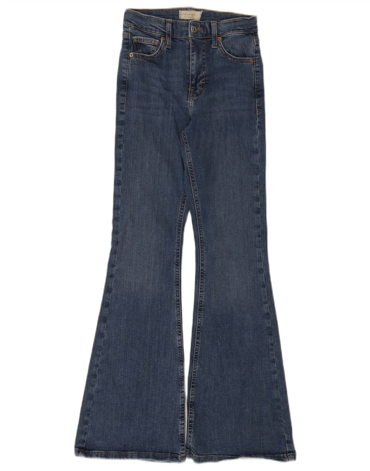 Topshop Femme Jean Évasé Jamie W24 L28 Bleu Coton