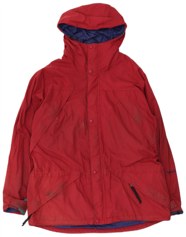 Timberland Veste coupe-vent à capuche pour homme UK 40 Large Rouge Nylon