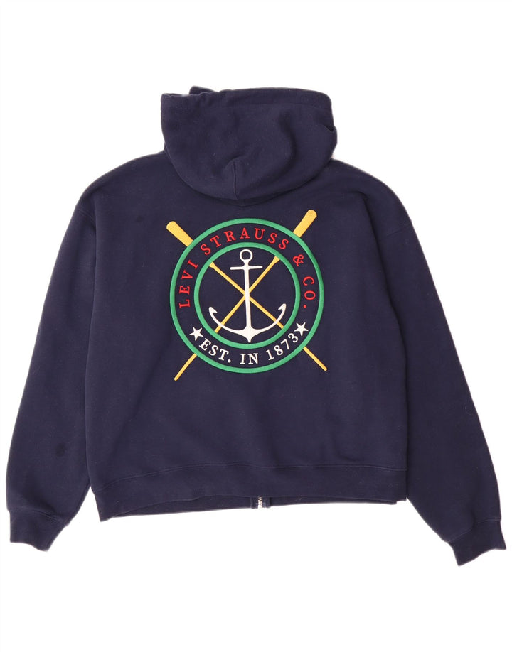 LEVI'S Pull à capuche zippé surdimensionné pour femme UK 10 Petit Bleu marine