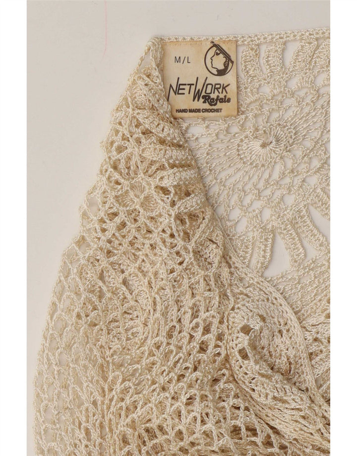 Rafale Womens Hand Made Crochet Blouse Top UK 14 Rayonne Beige Moyen