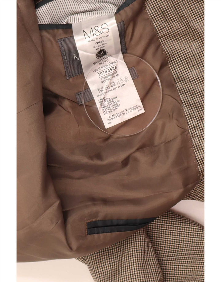 Marks & Spencer Veste blazer à 2 boutons pour homme UK 38 pied-de-poule beige moyen