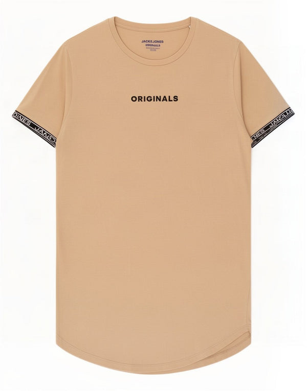 Jack & Jones Homme Grand T-Shirt Graphique Haut Large Beige Coton