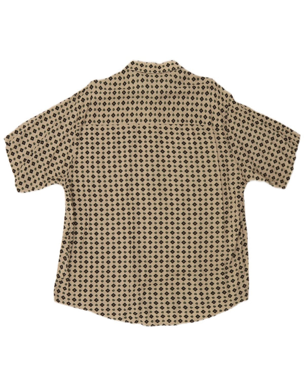 Follie Chemise à Manches Courtes Homme XL Beige Géométrique Viscose