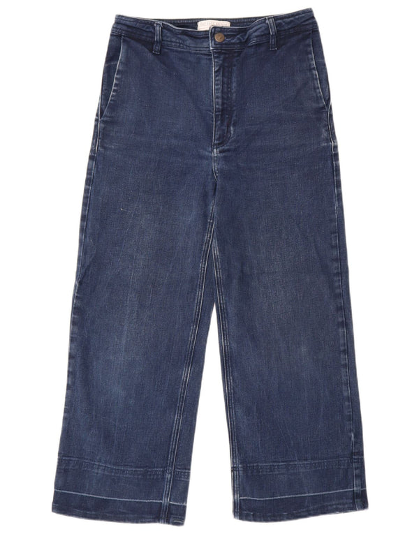 Fat Face Jean court à jambe large pour femme UK 10 Small W30 L24 Bleu marine Coton