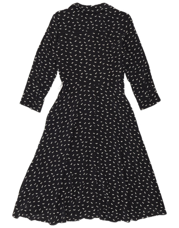 Hobbs Robe trapèze pour femme UK 10 Petit bleu marine imprimé animal en viscose