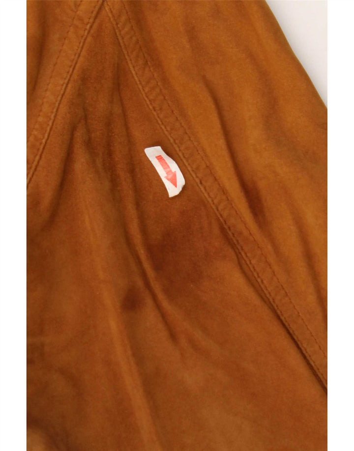 veste bomber en daim femme vintage UK 18 XL Marron