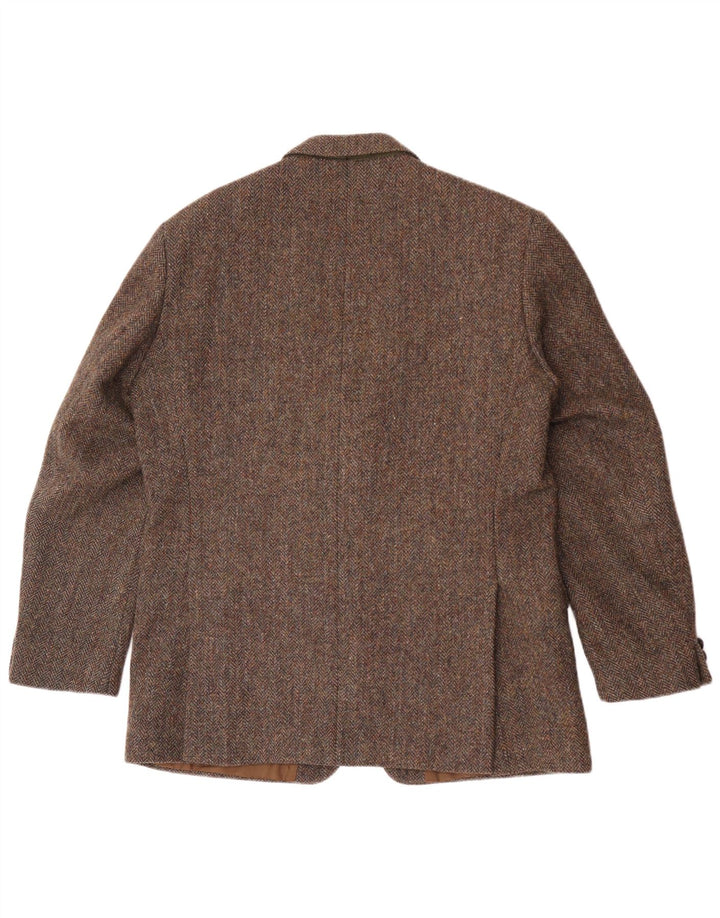 Harris Tweed Veste Blazer 2 Boutons pour Homme UK 40 Grande Laine à Chevrons Marron