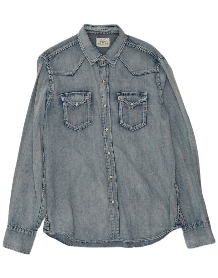 REPLAY Chemise en Jean XL Bleu Coton Homme