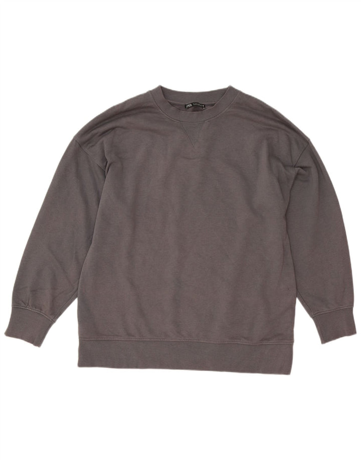 Zara Sweat-shirt surdimensionné pour femme UK 10 Petit coton gris