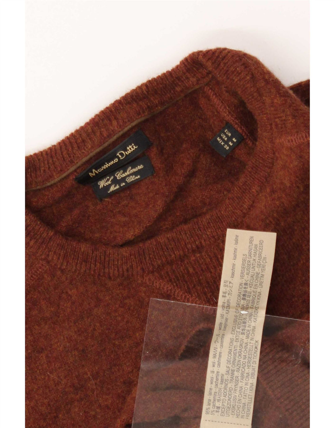 Massimo Dutti Pull à col rond pour homme en laine marron moyen